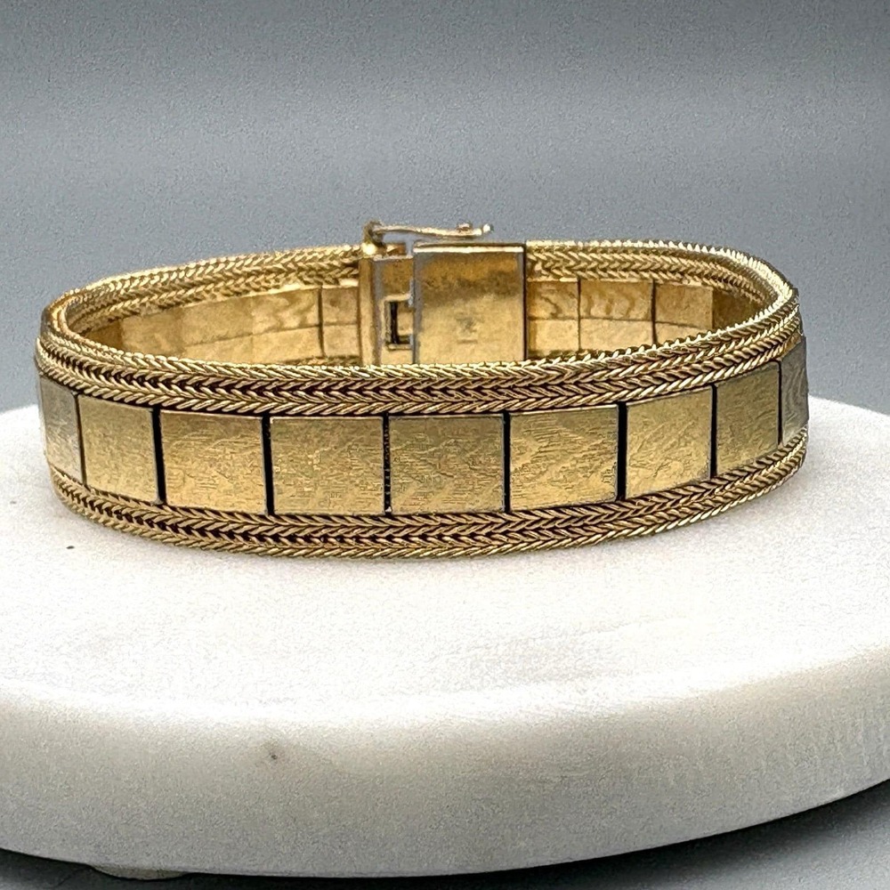 Vintage Grosse Germany Gold Plated Mesh Bracelet Panels 7.5" for Christian Dior